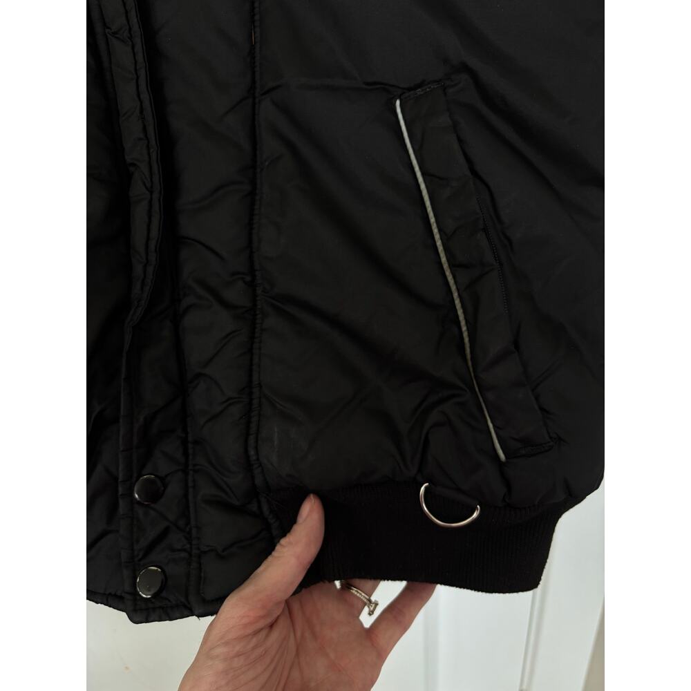 Quail Run Black Bomber Jacket Reflective Stripe Puffer Ski Winter Coat Size L - Picture 3 of 4